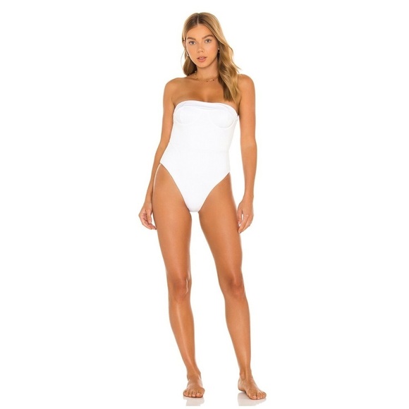 Nwt Revel Rey Ezra One Piece Swimsuit in Iridescent Metallic Barbiecore White - Picture 3 of 10